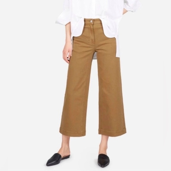 H&M Wide Leg Cropped Jeans Size 12 Brown Bohemian Indie Edgy Grunge Brown Preppy - Picture 1 of 8